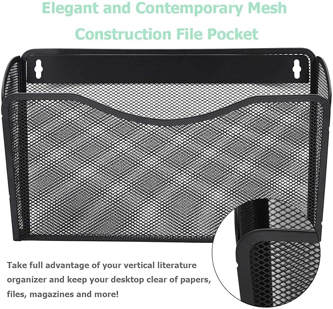 EASEPRES 6 Single Pocket Mesh Hanging File Organizer, Vertical Wall Mounted - Image 3