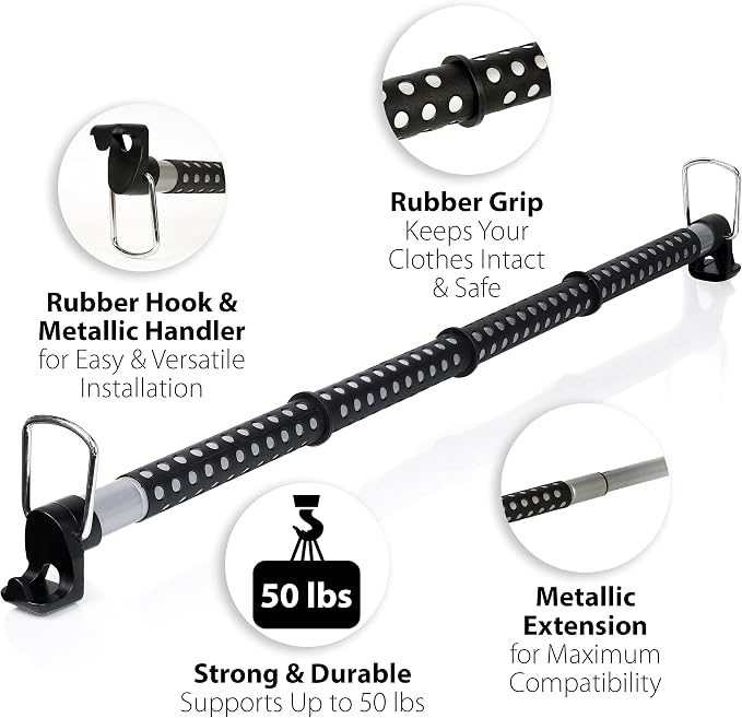 Zone Tech Automotive Expandable Clothes Hanger Bar - Image 4