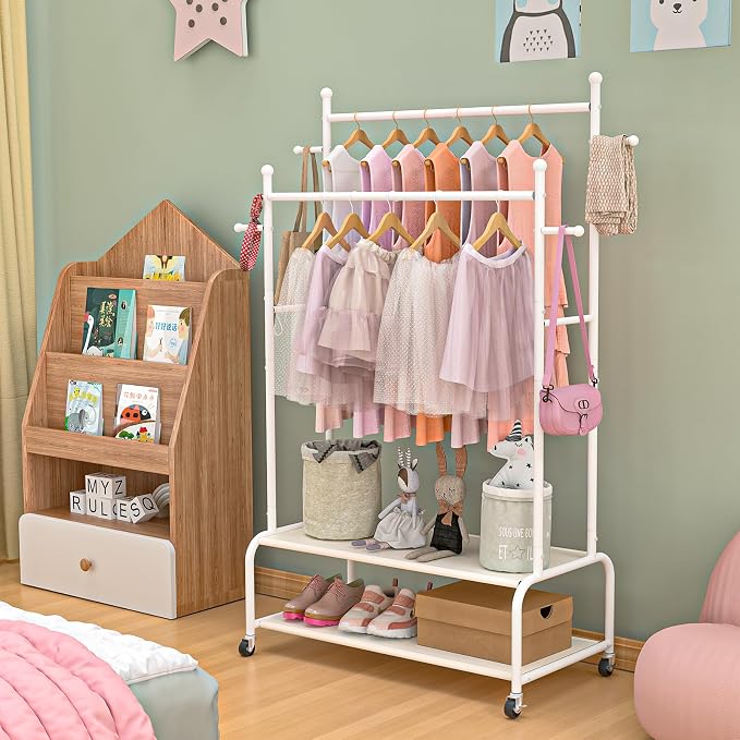 Adjustable Double Rods Kids Clothing Rack - Image 2