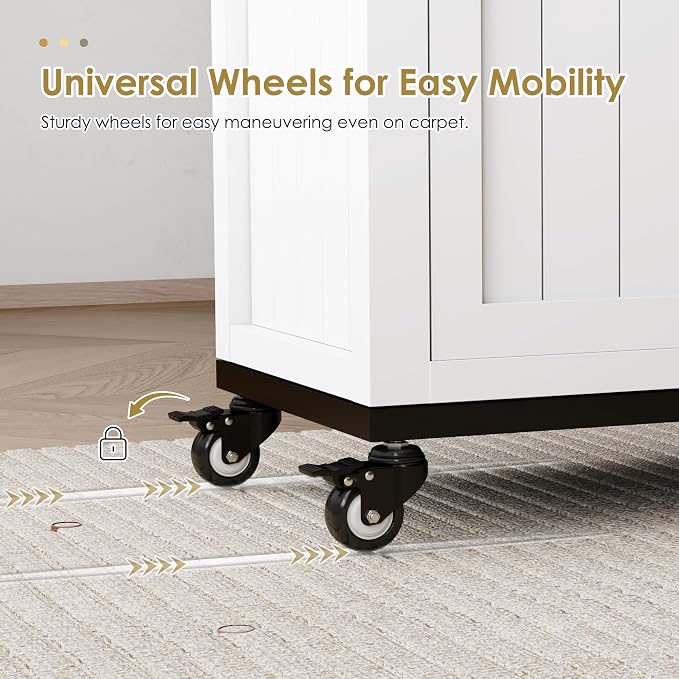 Rolling Ironing Board with Storage Cabinet, Folding Ironing Board with Wheels - Image 5