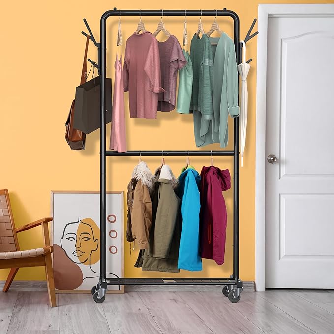 Simple Houseware Double Rod Garment Rack - Image 3