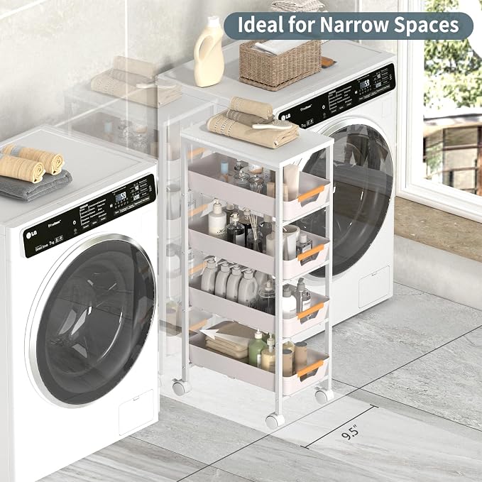 5 Tier Slim Rolling Utility Cart - Image 5
