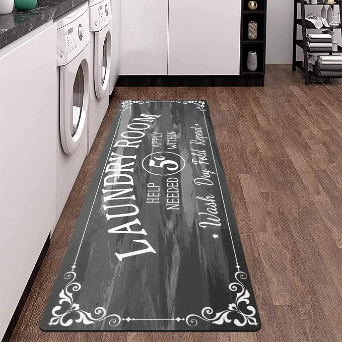 Pauwer Laundry Room Rug Runner 20"x60" Waterproof Rubber Laundry Mat Non Slip - Image 3