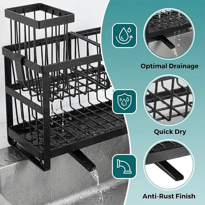 2-Tier Sink Sponge Caddy Organizer | Self Drain Sink Caddy - Image 4