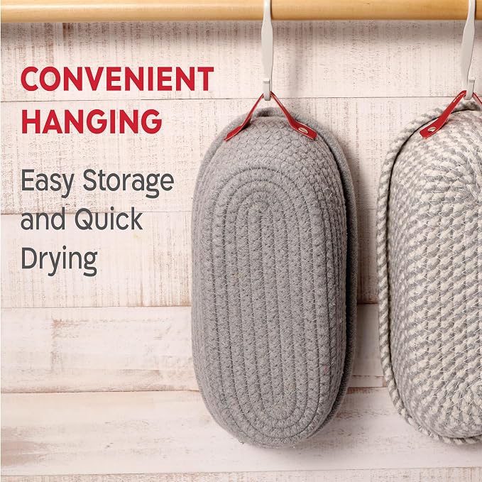 KneadAce Cotton Rope Banneton Bread Proofing Basket Set, 2 x Oval Bread Basket - Image 7