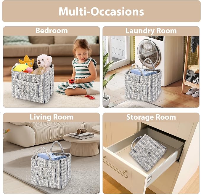 Storage Basket Boho Fabric Large Collapsible Floral Laundry Nursery Hamper - Image 4