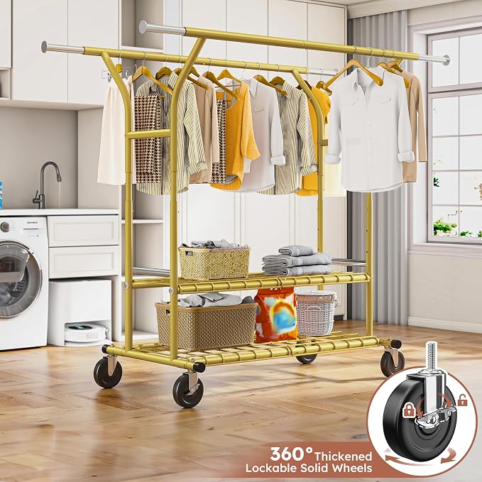 Raybee 74" W Clothes Rack Load 630 LBS, Clothing Racks - Image 6
