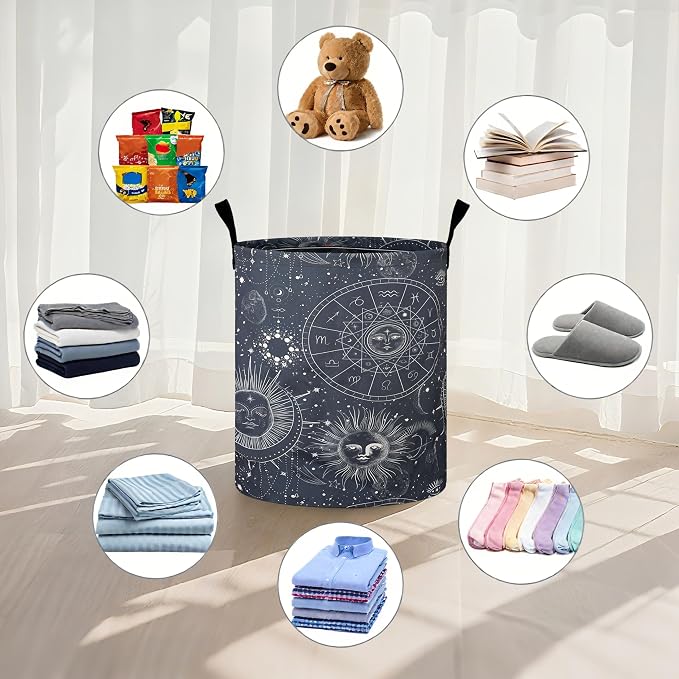 Sun Moon Laundry Basket Foldable Oxford Cloth Tote Bag Laundry Hamper Clothes - Image 4