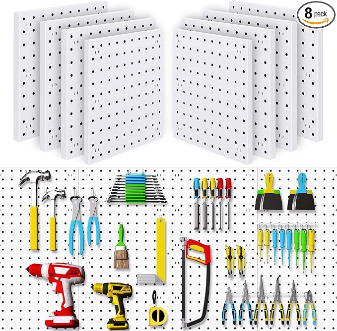 8PCS Pegboard Wall Organizer Panels, Living Room, and Study Room, Peg Boards by LANSI