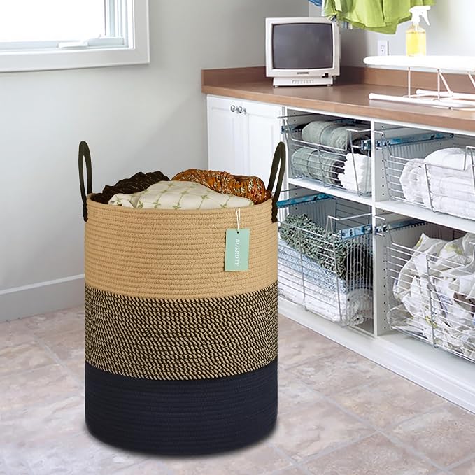 Large Blanket Basket, Tall Laundry Basket 65L, Nursery Hamper - Image 6
