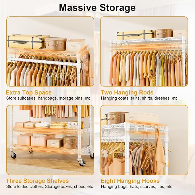 P7 Rolling Clothes Rack, Clothing Racks - Image 8
