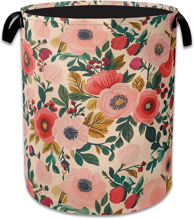 Vintage Flowers Laundry Hamper by Unknown