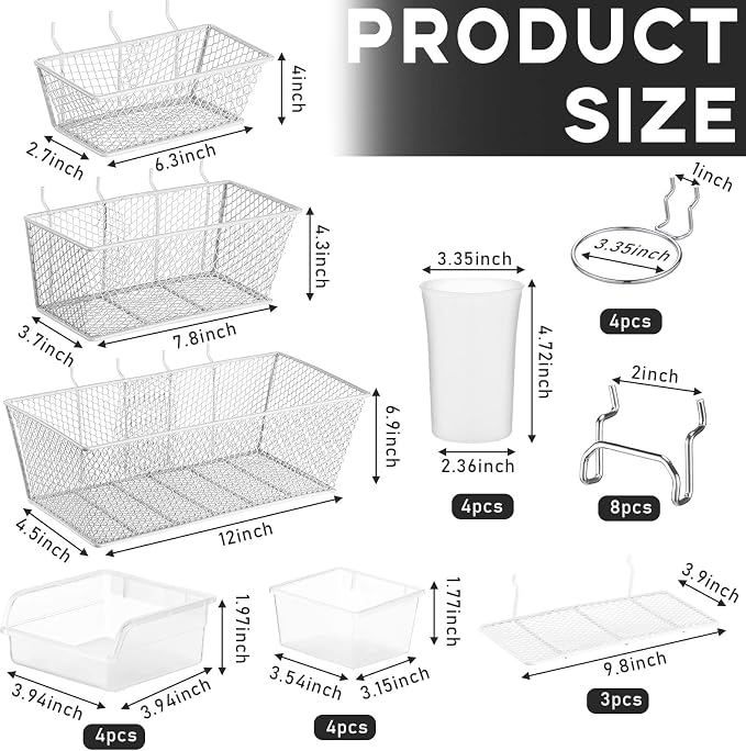 Sieral 30 Pcs Pegboard Organizer Accessories Kit Includes Peg Board Shelving - Image 2