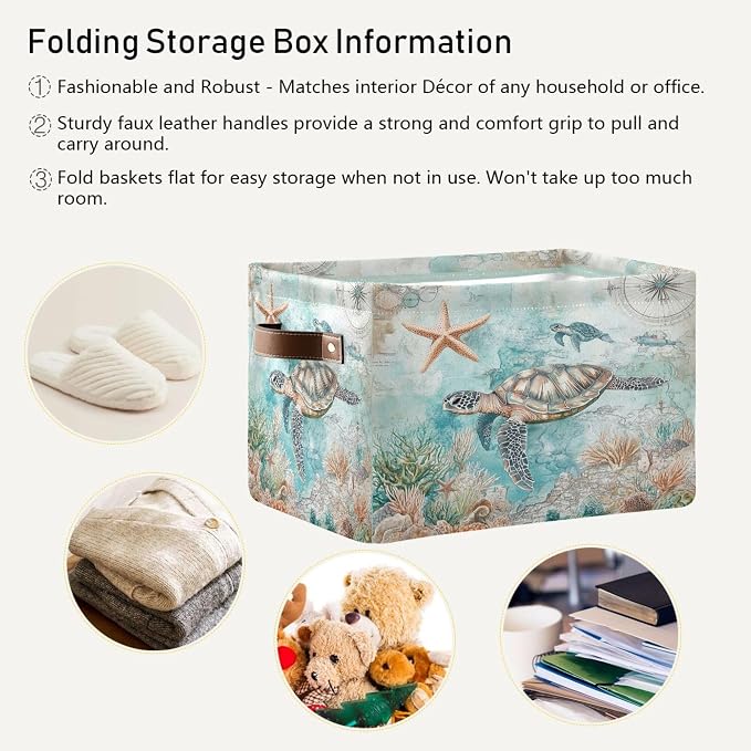 Nautical Starfish Fabric Storage Basket - Image 4