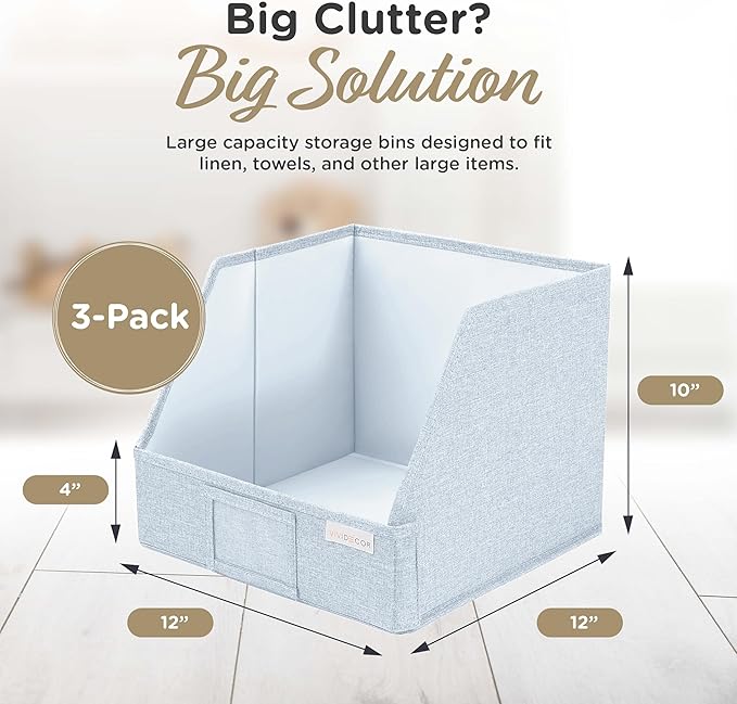 Trapezoid Storage Bins – 12"x12"x10"x 4" Closet Shelf Organizer & Baskets - Image 5