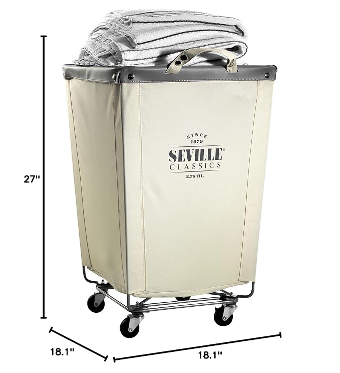 Seville Classics Large Commercial Heavy Duty Rolling Steel Frame Laundry Hamper - Image 6