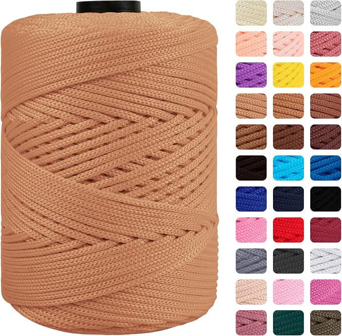 CAMAL Polypropylene Cord 3mm 185 Yards Colorful Polyester Yarn Handmade by CAMAL