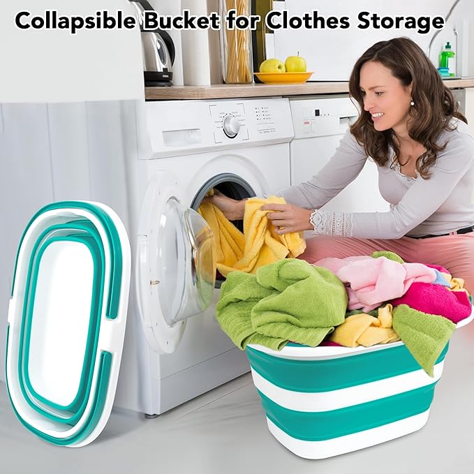 2 Pack Collapsible Mop Bucket, 16L Plastic Bucket - Image 5