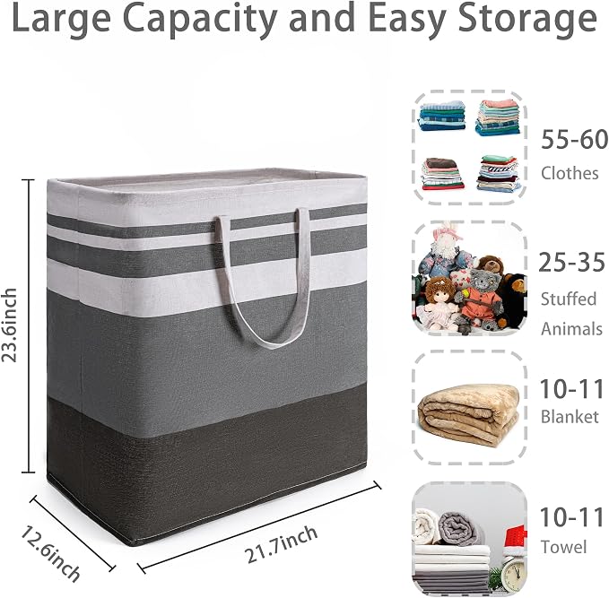 BOOMIBOO 2 Pack Large Laundry Basket, Waterproof Freestanding Laundry Hamper - Image 3