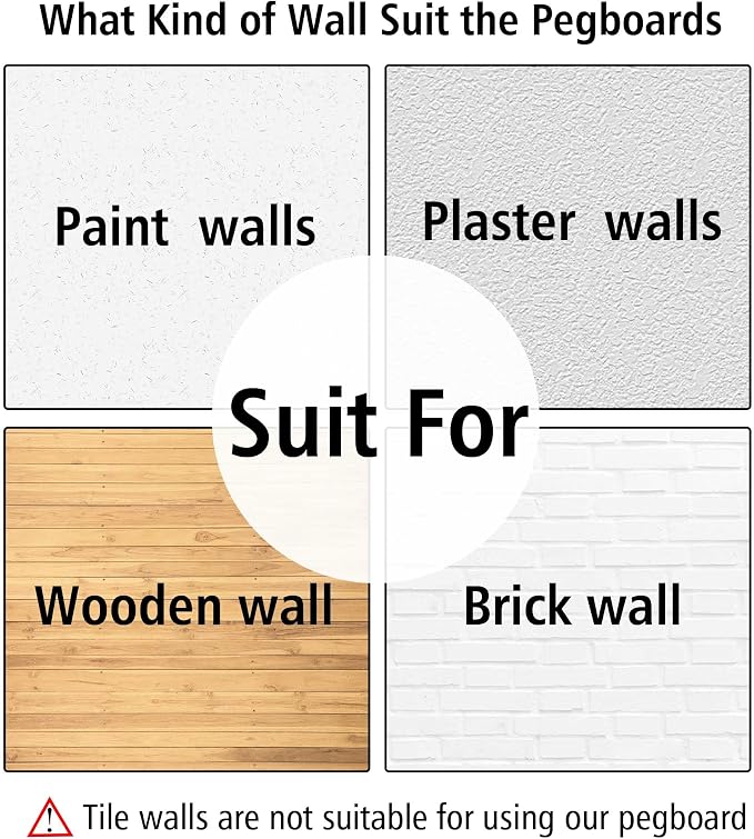 4Pcs Peg Board, ABS Pegboard for Craft Room Garage Kitchen Workshop, ABS Peg - Image 6