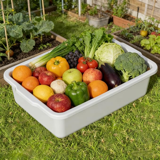 Commercial Bus Tub/Bus Box, 35 L Large Tote Box, 4 Packs Grey Plastic Storage - Image 5