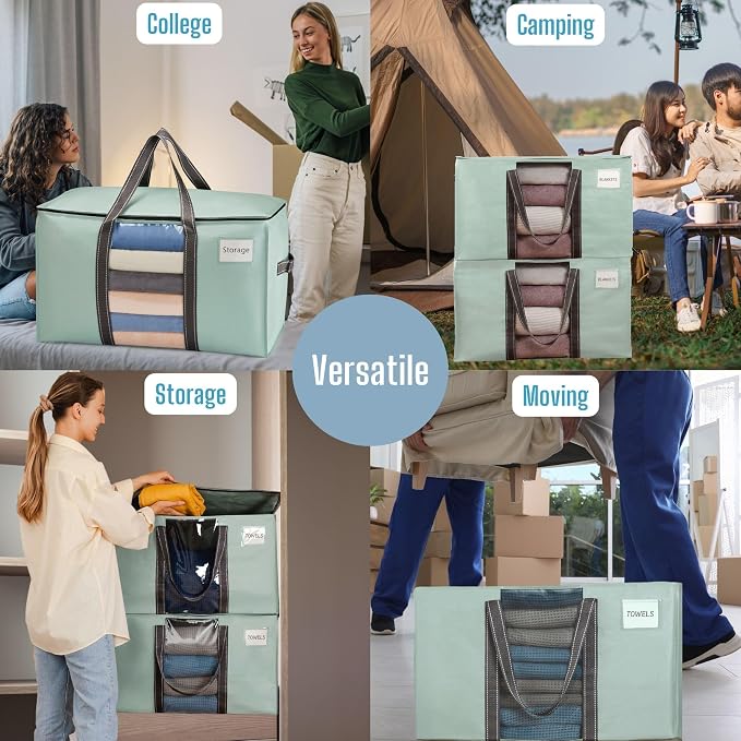 VENO 2 Pack Moving Bags with Clear Window, Heavy Duty Storage Bins with Lid - Image 6