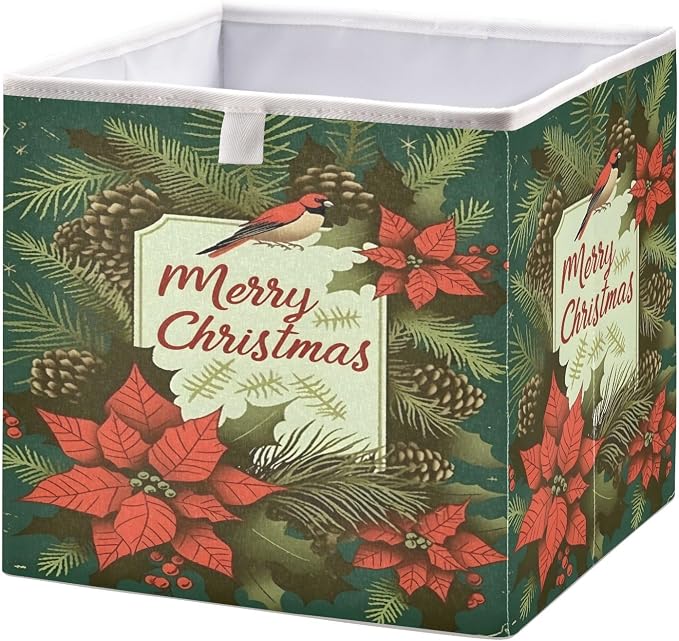senya Large Storage Bins Flower Bird Red Collapsible Foldable Storage Cubes by senya