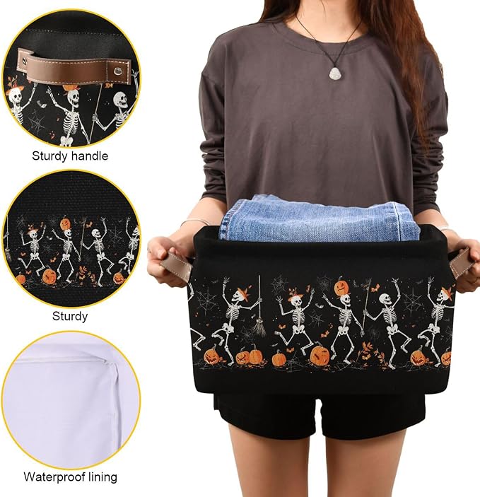 Halloween Skeleton Black Storage Basket - Image 5