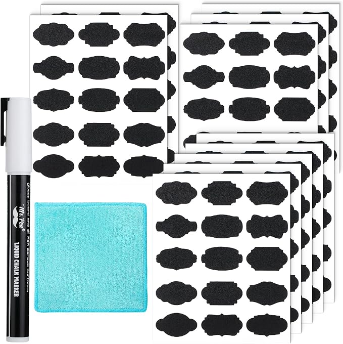 Mr. Pen- Chalkboard Labels, 1 White Chalk Marker and Small Towel, Label Stickers by MrPen