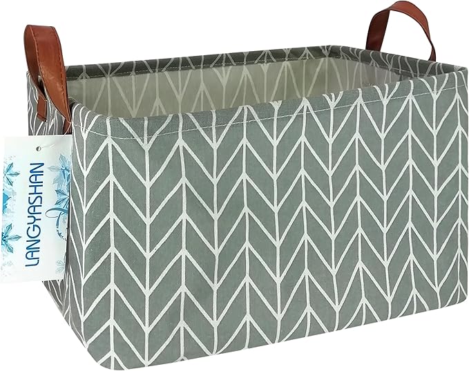 LANGYASHAN Rectangular Storage Bin Collapse Canvas Fabric Cartoon Storage Basket by LANGYASHAN