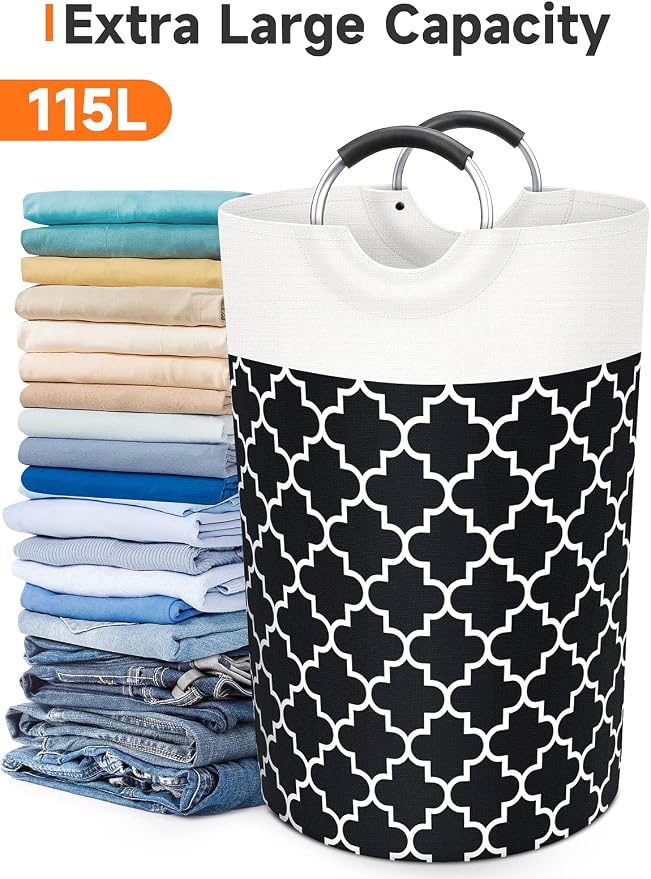 Large Laundry Basket Laundry Hamper Bag Washing Bin Clothes Bag Collapsible Tall - Image 5