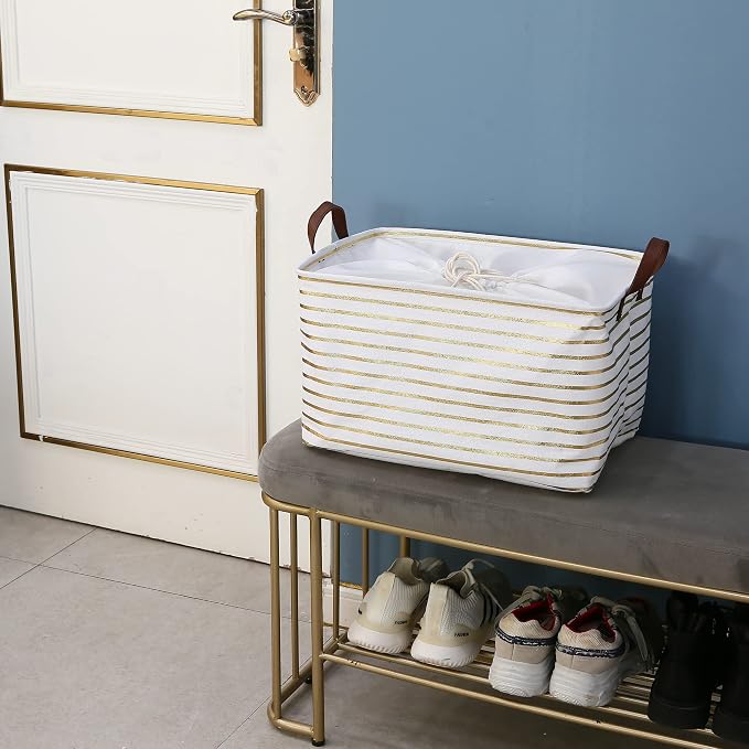 Hinwo 31L Large Storage Bins, Closet Organizers and Storage, Shelf Baskets - Image 2
