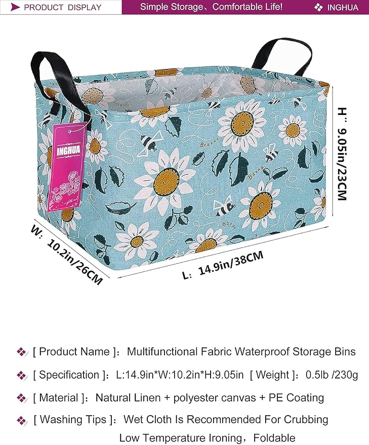 Rectangular Storage Basket Fabric Organizer Bin - Image 2