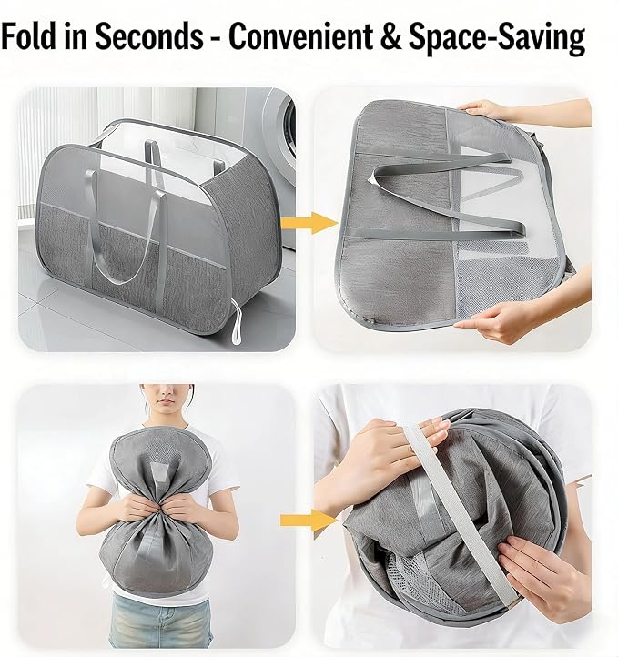 ６Pack Collapsible Laundry Baskets, Pop Up Mesh Laundry Hamper - Image 7