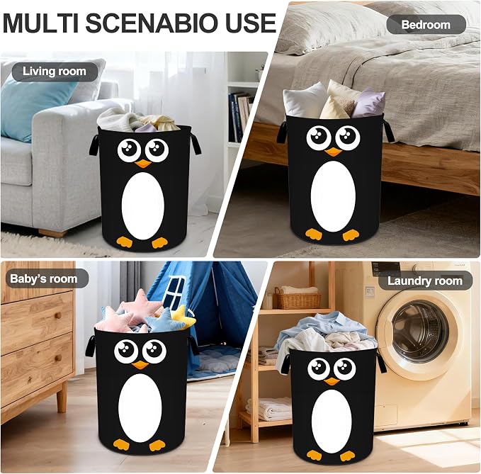 Penguin Laundry Basket Storage Bin Foldable Laundry Hamper Clothes Storage - Image 6