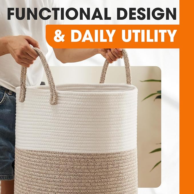 Cheer Collection Laundry Hamper, Large Woven Rope, Clothes Hamper - Image 4
