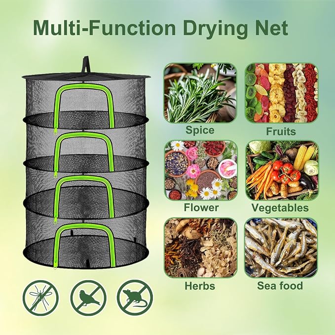4 Layer Herb Drying Rack, Hanging Mesh Net, Foldable Plant Drying Rack - Image 4