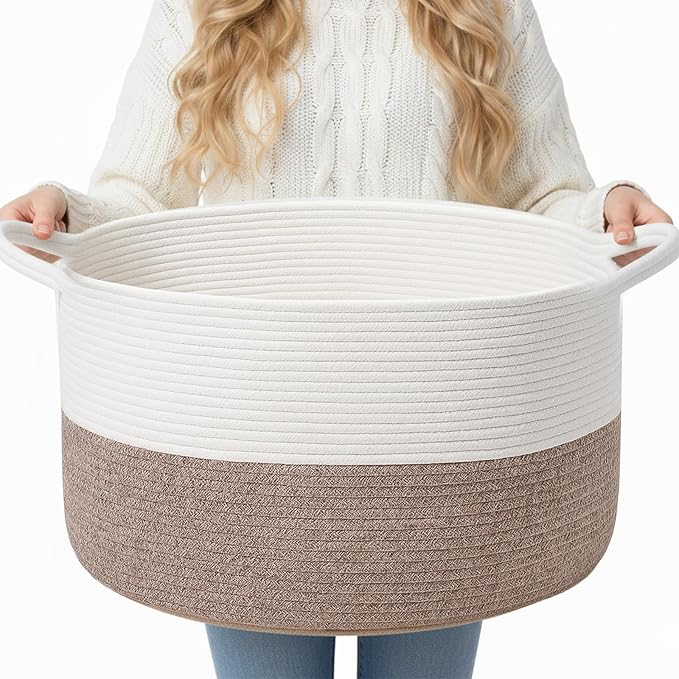 ShellKingdom Laundry Basket, Large Natural Rope Woven Storage Basket by ShellKingdom