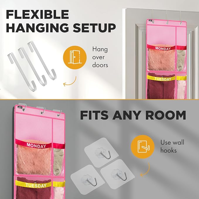 Over the Door Weekly Clothes Organizer - Image 4