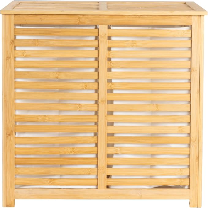 Household Essentials Bamboo and Cotton Double Laundry Sorter - Image 5