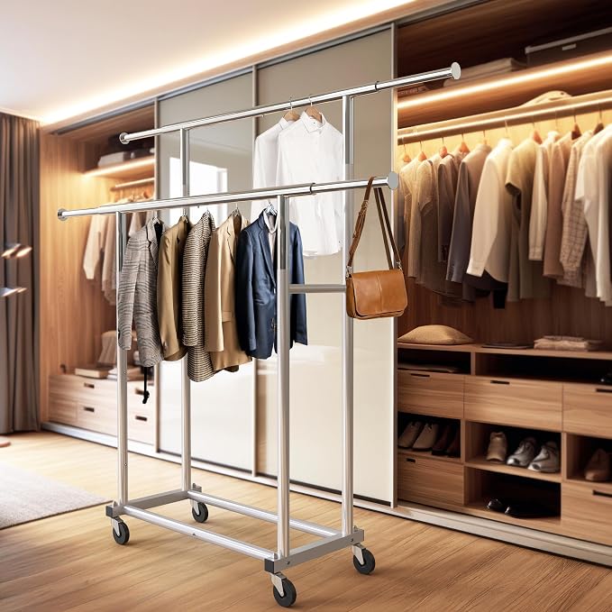 Simple Houseware Standard Double Rod Garment Rack - Image 4
