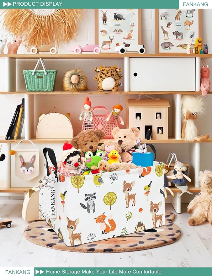 FANKANG Storage Bins, Nursery Hamper Canvas Laundry Basket Foldable - Image 5