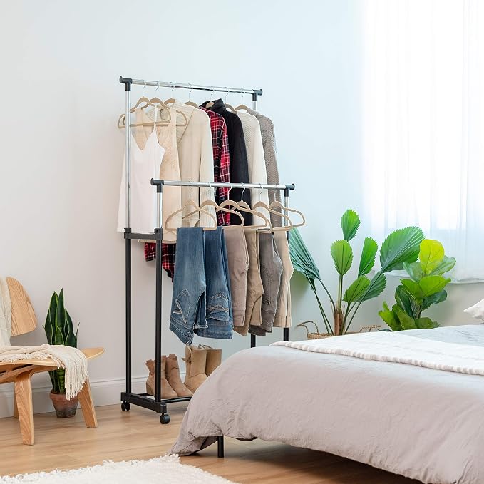 IRIS USA Clothes Rack, Portable Double-Rod Height Adjustable - Image 6