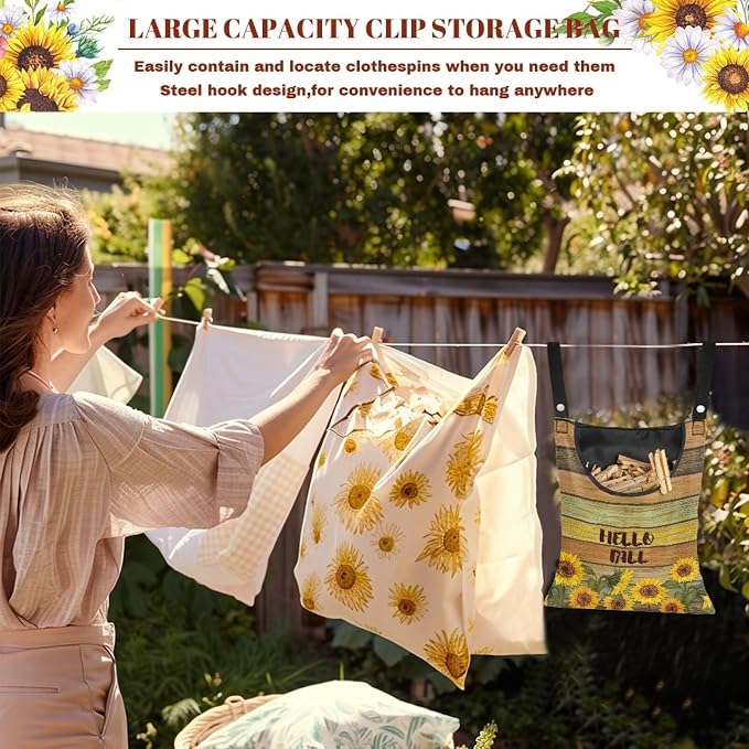 Hello Fall Sunflower Hanging Clothes Pin Bag - Image 5