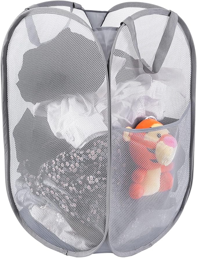 Kimmama Large Collapsible Mesh Laundry Basket, Foldable Pop Up Laundry Hamper by Kimmama