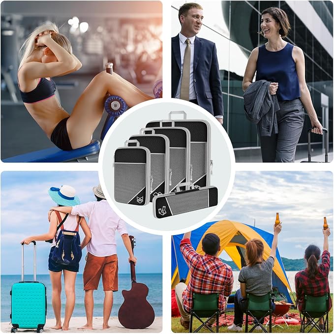 NiHome 7PCS Compression Packing Cube Set Expandable Mesh Travel Bag Luggage - Image 7