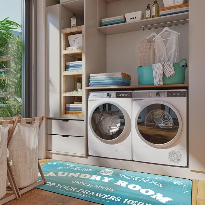 Zoke Laundry Room Rug Runner Stylish Non-Slip Laundry Room Mat 20"x47" - Image 5