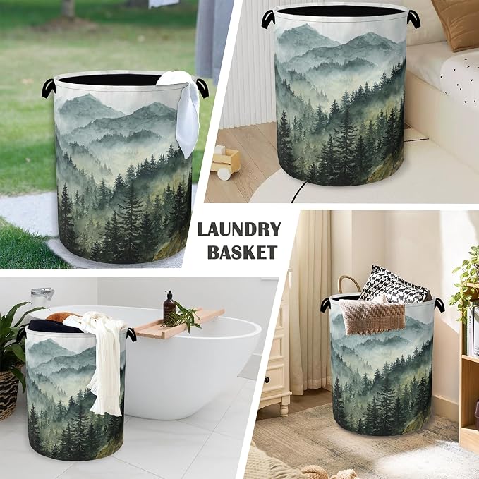Mountains Forests Laundry Hamper, Dirty Clothes Laundry Basket - Image 4