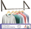 Double Foldable Clothing Rack w/ Extension Rod, Wall-Mounted Retractable by StockYourHome