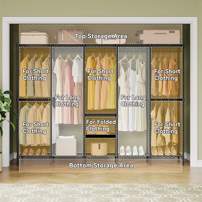 H5 Extra Large Wire Garment Rack, Heavy Duty Clothes Rack, Freestanding - Image 5